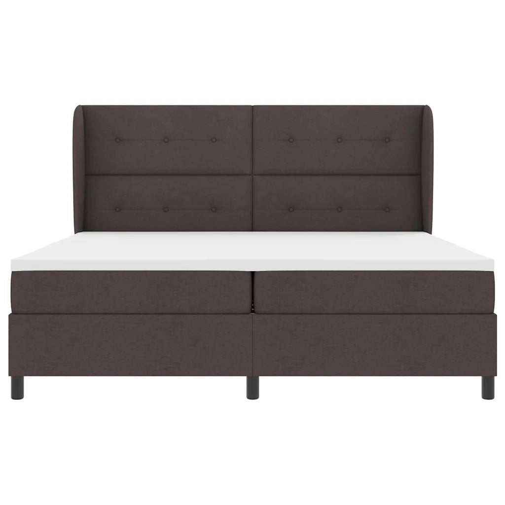 Letto a molle con testiera Marrone scuro 200 x 200 cm Tessuto 3340588