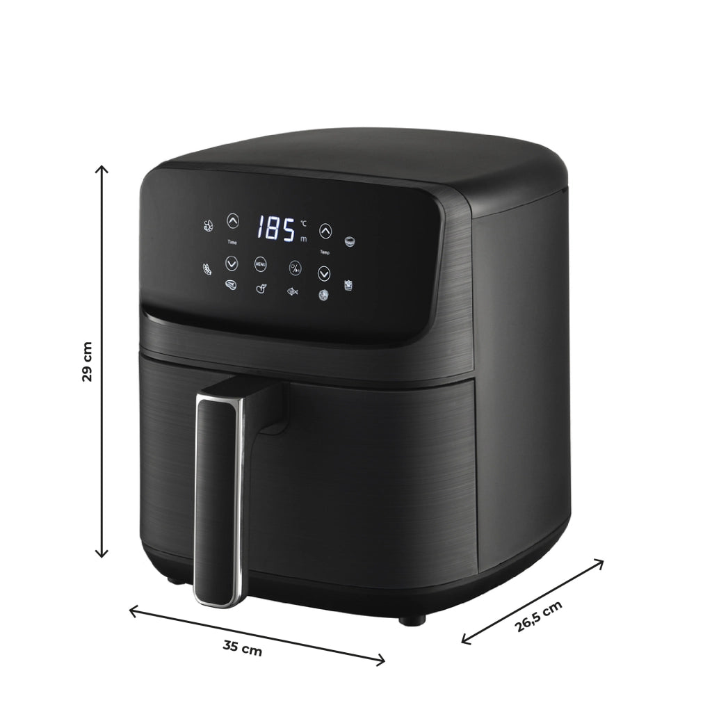 Friggitrice ad Aria 4,2L Digitale con Display LED Touch, 8 Programmi Preimpostati, Temperatura Regolabile, Cestello Antiaderente Estraibile, 1500W, Nero  4.2 Litri - Nero