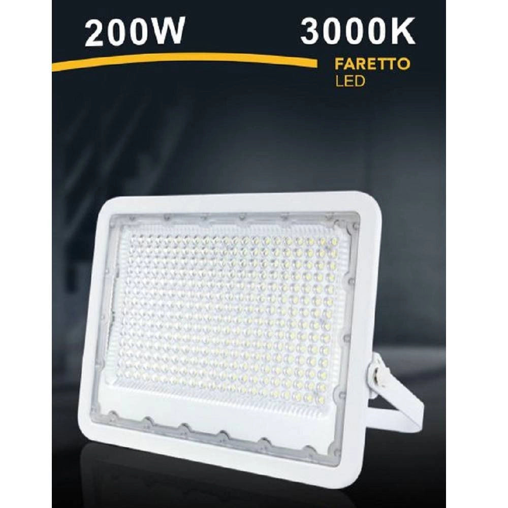 Trade Shop - Faro Led 200 Watt Ultra Slim Esterno Bianco Ip65 Luce 6500k 4000k 3000k Fs200w-b - -bianco Caldo      -