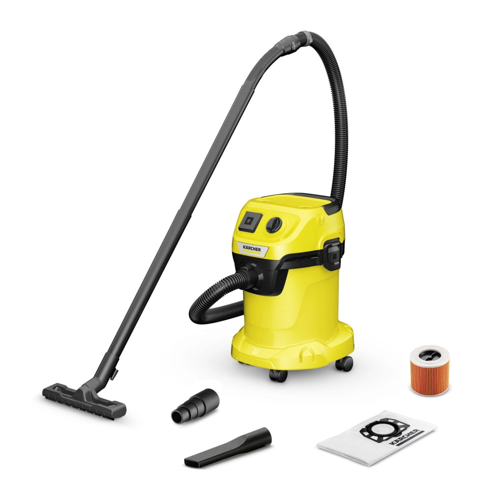 KARCHER Bidone aspiratutto solido liquidi WD 3 P V-17/4/20 - Potenza allacciata: 1000 W - Capacità vano raccolta: 17 l - Materiale vano di raccolta: Plastica