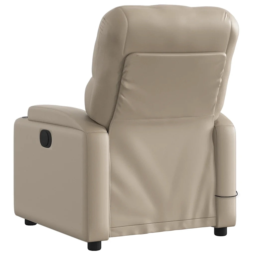 Divano Sedia-Poltrona Reclinabile Massaggio Elettrica Cappuccino Similpelle 599023