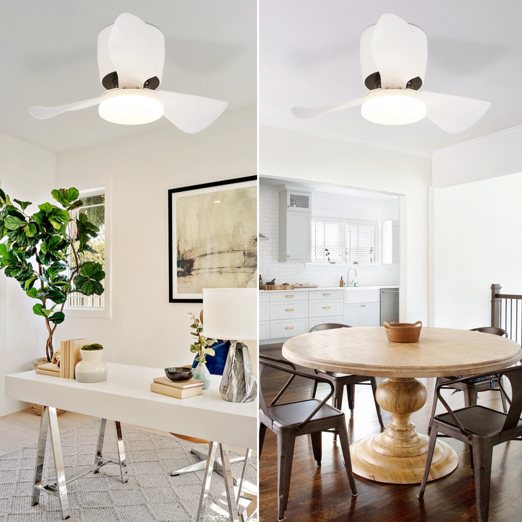 ZMH Ventilatore da soffitto bianco con illuminazione dimmerabile Silenzioso 70 cm con ventola e telecomando 23 W