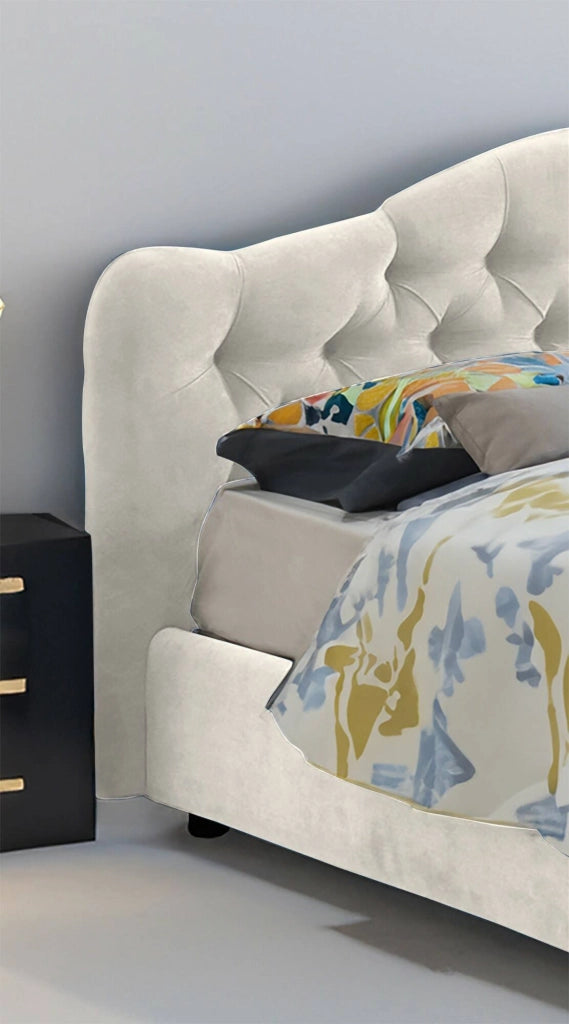 Letto Matrimoniale Aly, Letto Matrimoniale Sfoderabile Made in Italy, Beige