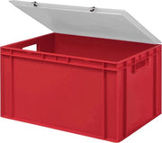 Design Eurobox Box di Stoccaggio, Contenitore di Archiviazione, Scatola in Plastica in 5 Colori e 16 Dimensioni, con Copertura Transparente (Mat) (Rosso, 60 x 40 x 33 cm)