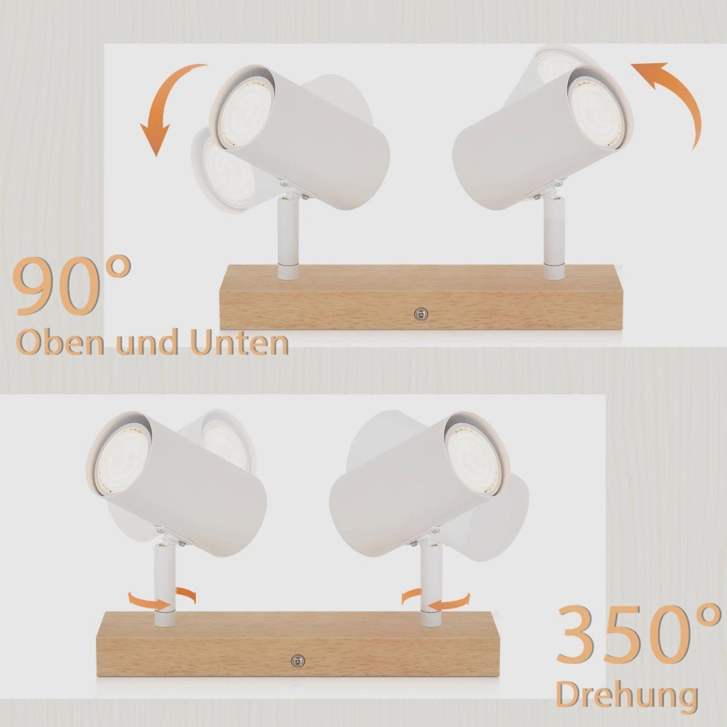 ZMH Faretto da soffitto 2 Fiamme GU10 Moderno Lampada da Soffitto Orientabile 330° Bianco per Soggiorno Senza Lampadine