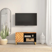 Mobile Porta TV-Mobile per TV-Credenza TV Marrone e Nero 80x31,5x46 cm in Legno di Mango