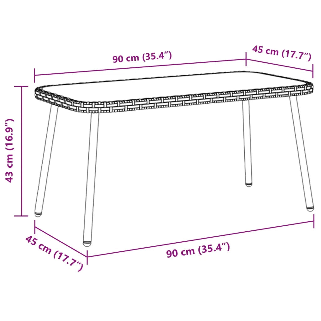 Tavolino da salotto Nero 90 x 45 x 43 cm polyrattan 4108267