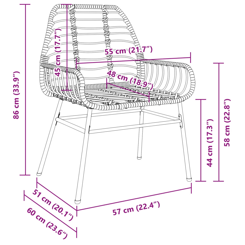 Set da Pranzo da Giardino 5 Pezzi Marrone Polyrattan