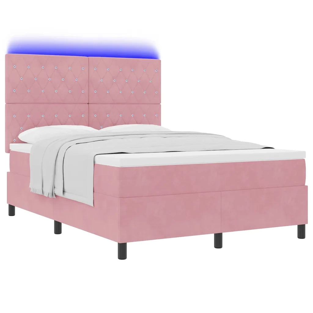 Letto a molle con materasso Rosa 160 x 200 cm Velluto 3343261