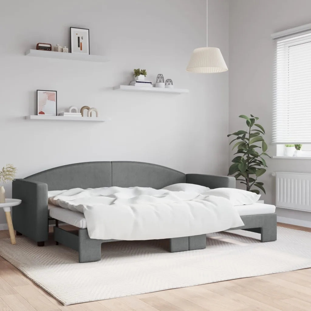 Divano letto | Sof¨¤ letto | Letto singolo Estraibile Grigio Scuro 80x200 Tessuto