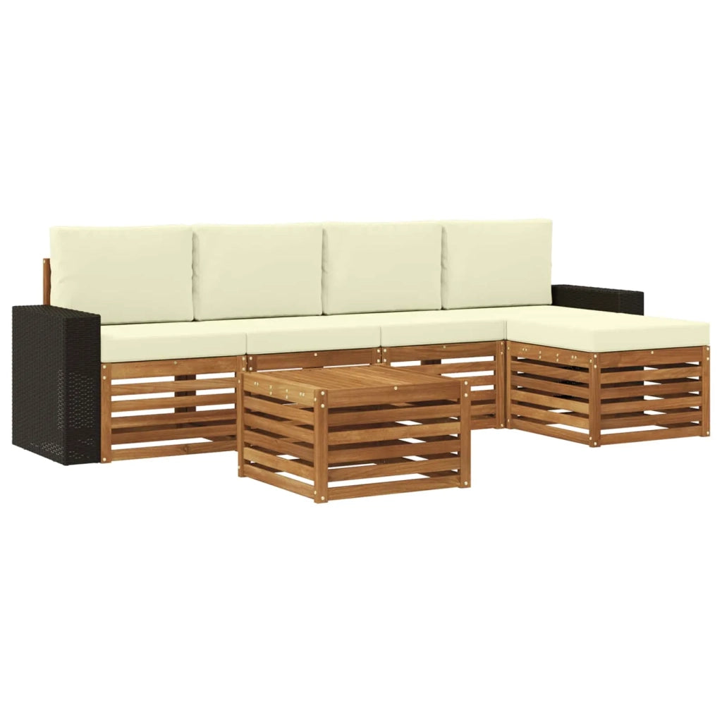 Set di divani da esterno con cuscino 6 pcs Naturale e Crema