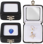 Display Box in Pelle Nera per Decorazioni da Collier - Cassetta di Presentazione per Gioielli - Vetrata di Chiusura - Supporto di Deposito in Polistirolo - per Decorazioni da Collier e Pietre - Formato 6x5.7x2.4cm