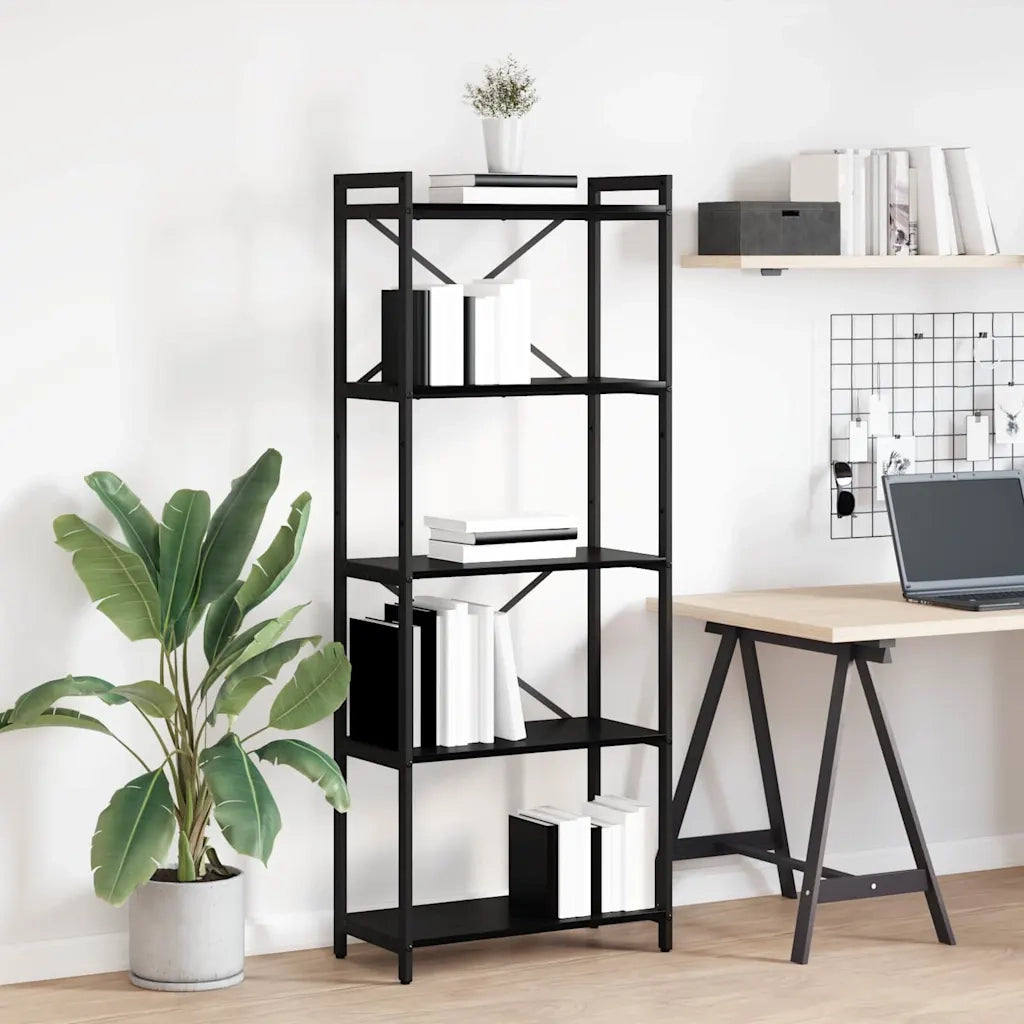 vidaXL Libreria Rovere nero 60 x 30 x 153 cm Legno multistrato