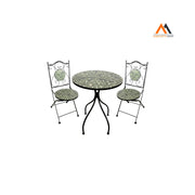SET TAVOLO MOSAICO DA ESTERNO 'FOGLIARTE' Ø cm 60 x h.75 (ta
