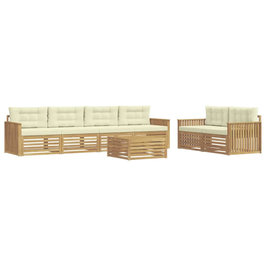 Set di divani da esterno 7 pz Bianco e Crema 3390080