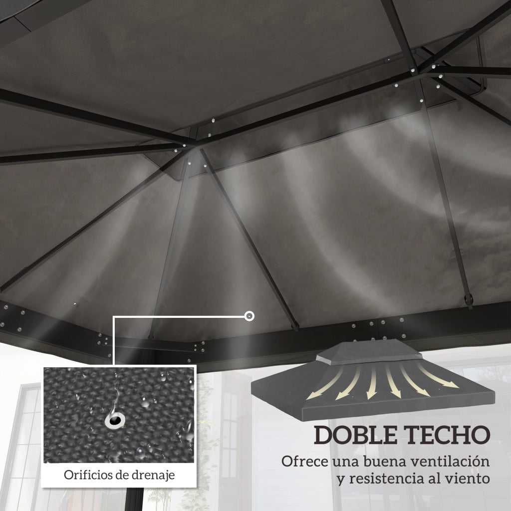 Toldo da Giardino ¨C Zephmum ¨C Grigio 4x3 m con Protezione UV