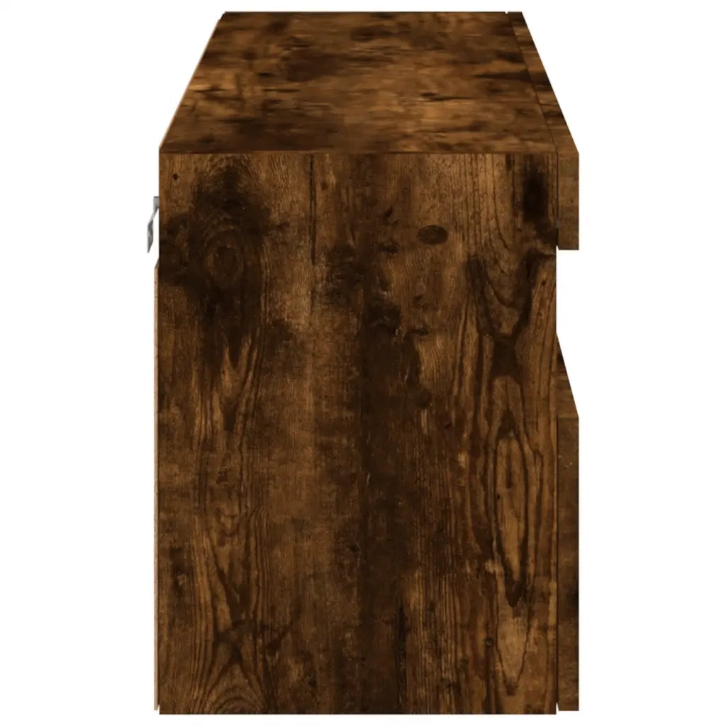 Mobile TV a Parete | Armadietto TV | Mobile Porta TV con Luci LED Rovere Fumo 100x30x40 cm