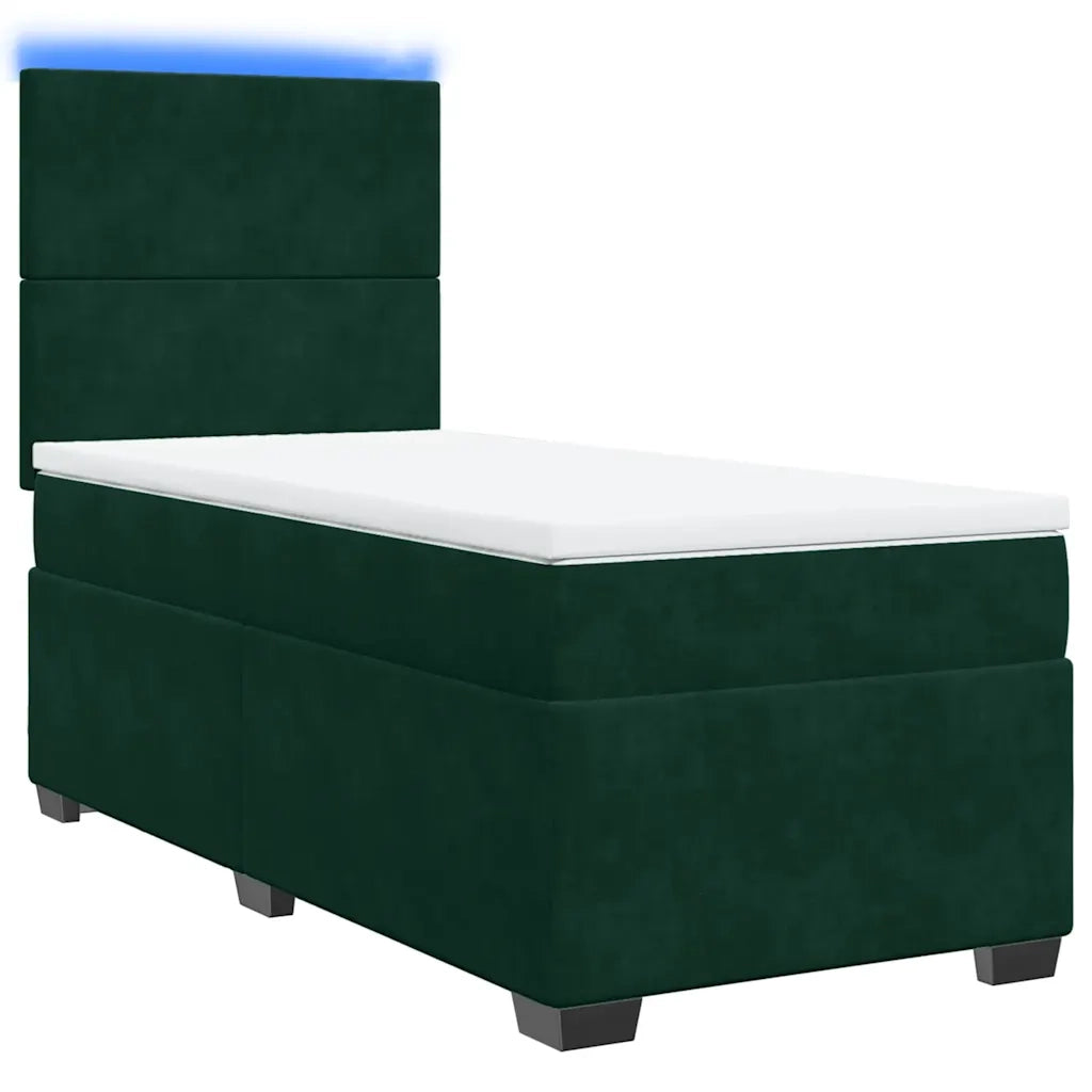 Giroletto a Molle con Materasso Verde Scuro 90x190 cm Velluto