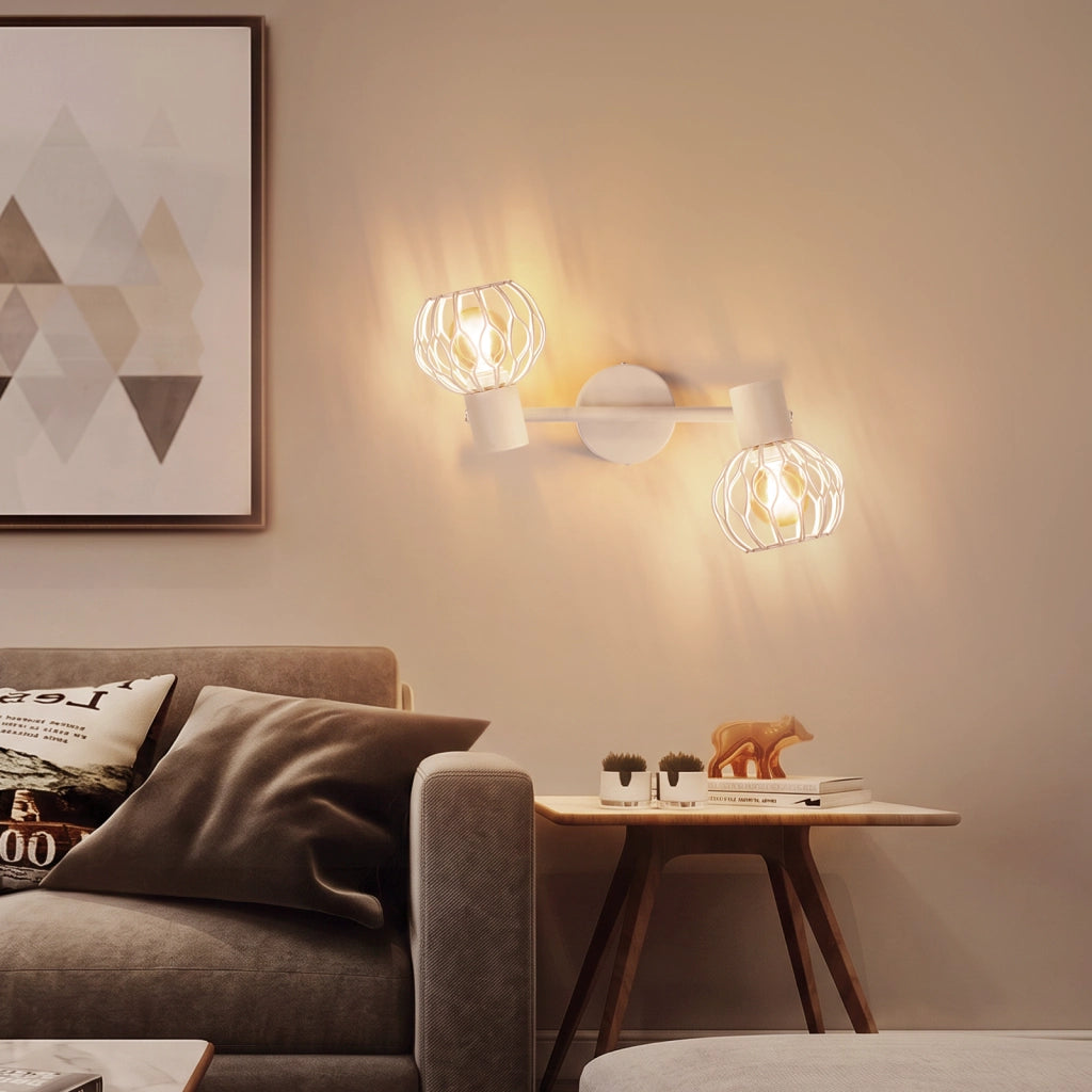 ZMH Faretto da soffitto 2 Luci Bianco E14 Metall Orientabile Moderni per Soggiorno Cucina Corridoio Senza Lampadina