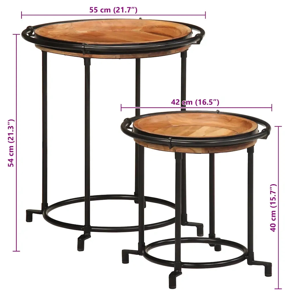 vidaXL Set Tavolino 2 pz in Legno Massello di Acacia