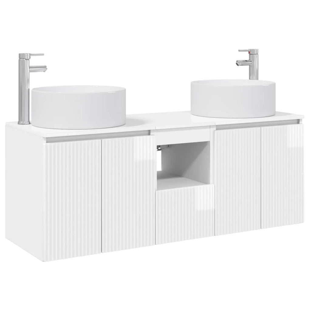 Set di Armadi da Bagno 3 pz Bianco Lucido 49,5 x 44,5 x 65,5 cm 3405741