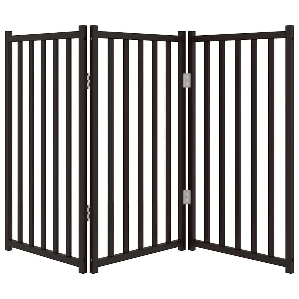 Cancelletto di sicurezza pieghevole per cani a 3 pannelli 150 cm in legno massello di abete nero 02_0023083