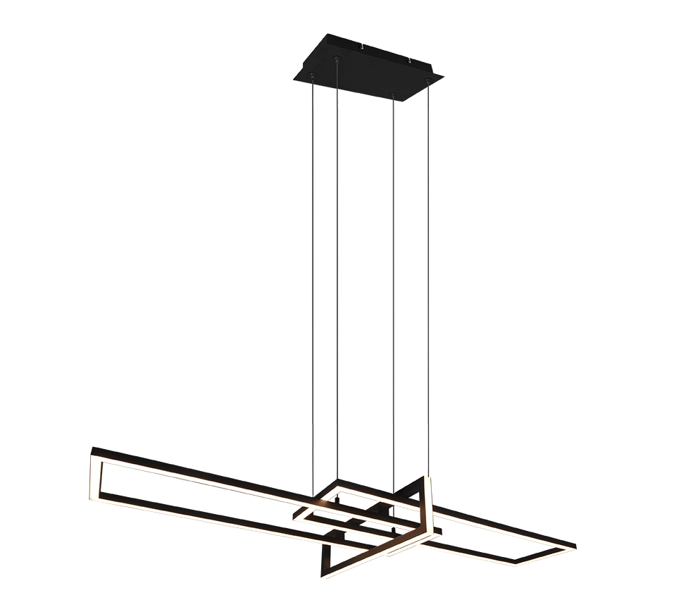 Lampada a sospensione triplo rettangolo, metallo, nero, L 110 cm, Salinas