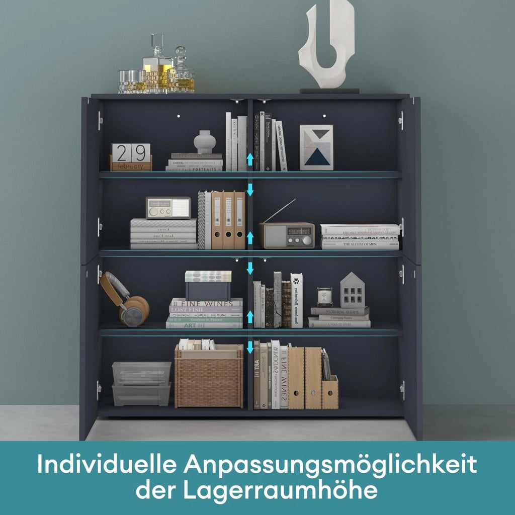 Mai & Mai Mobile Contenitore 100x36.4x98cm, Mobiletto Multiuso con 4 ante e 4 vani per Soggiorno, Sala da Pranzo, Camera da Letto Schrank04, Antracite opaco
