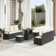 Set Divano da Giardino con archiviazione 9 pcs Nero Poly Rattan