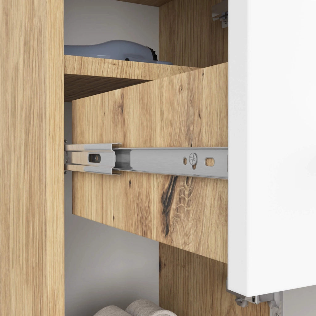 Mobile bagno AKORD FIN Quercia Artisan 30 cm 2 ante 1 cassetto inserto frontale Bianco 30x30x85 cm
