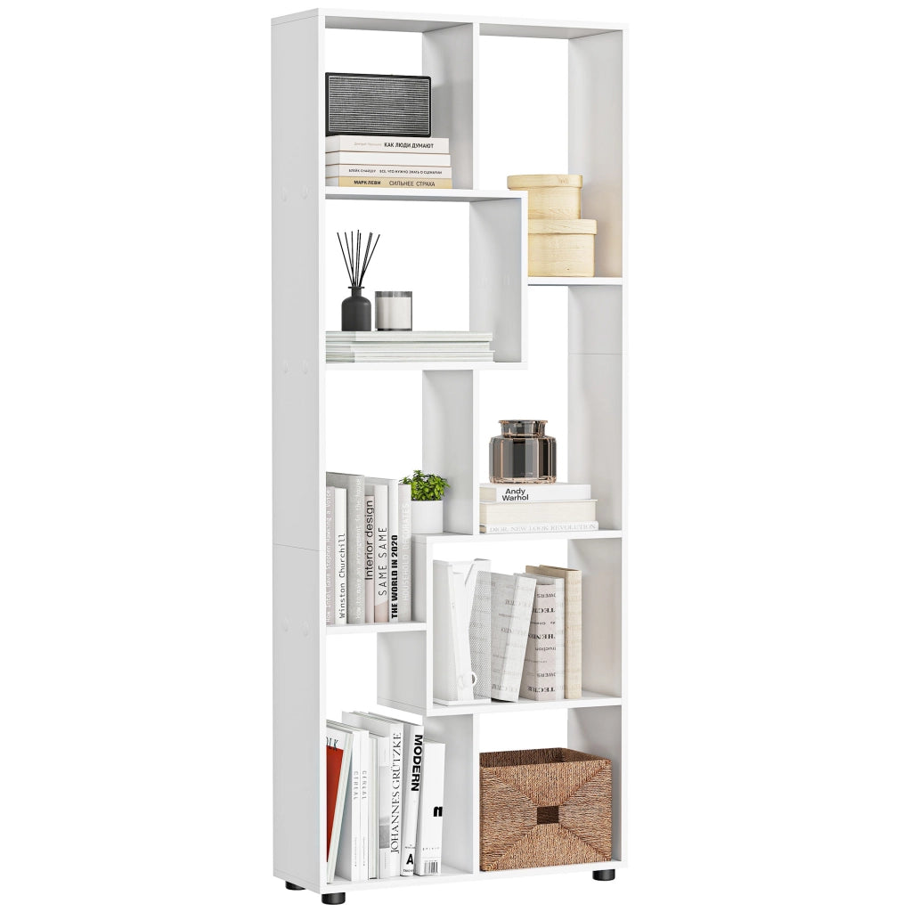 Libreria design zig zag moderno ¨C zephmum ¨C bianco truciolato 70x24x178