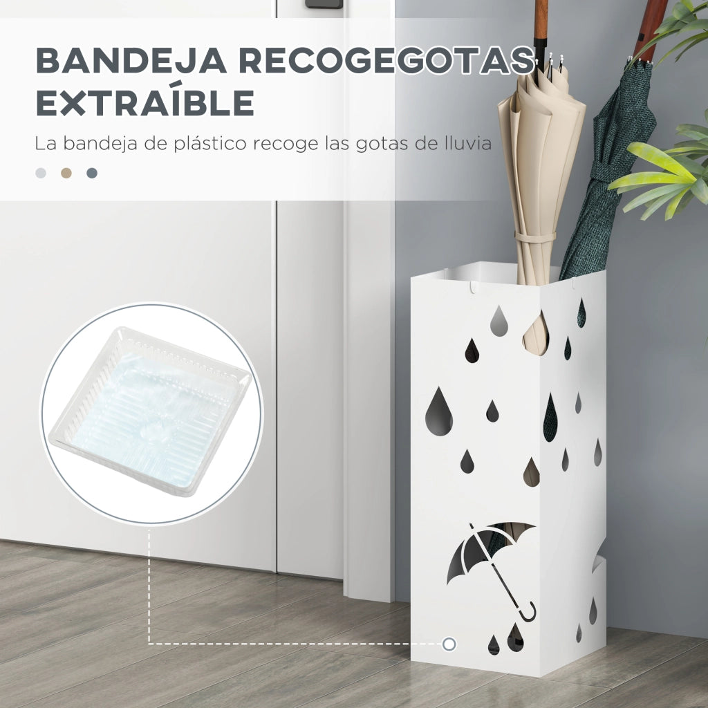 Portaombrelli ¨C Minimal ¨C Bianco Acciaio 15,5x15,5x41 cm