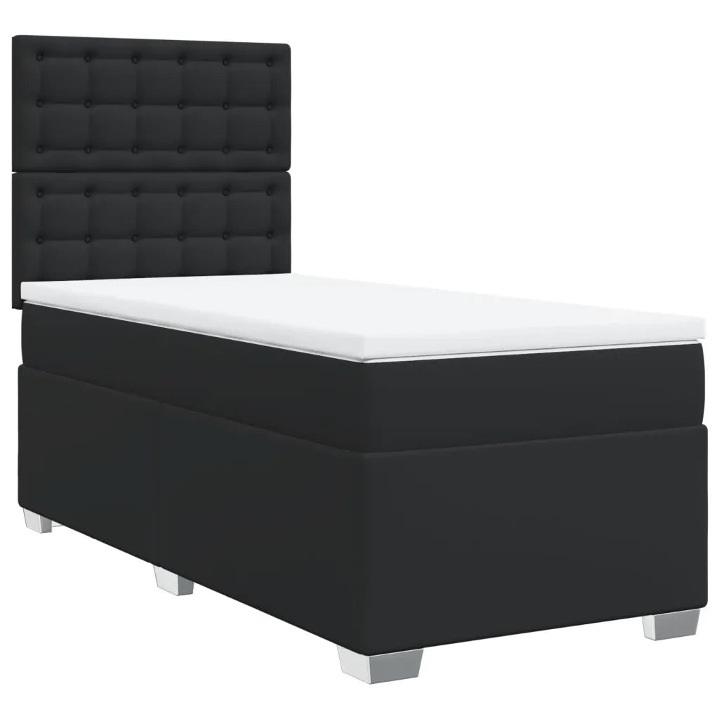 Giroletto a Molle con Materasso Nero 90x200 cm in Similpelle