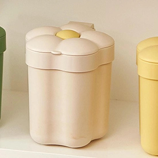 Mini cassa per rifiuti in forma di fiori realizzata in plastica leggera e ecosostenibile per soggiorno e camera da letto - bianco - acquista