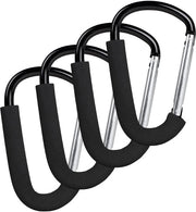 Haken universali per passeggino da 4, dimensioni 16 x 10 cm, multifunzionali con copertura protettiva, organizzatori per passeggino