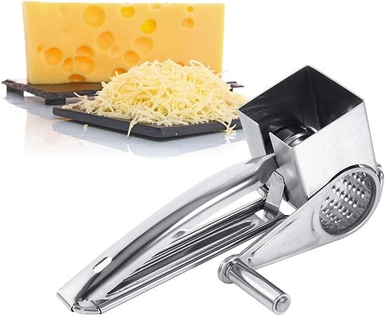 Raspante per Formaggio Rotante - Multifunzionale - Acciaio Inossidabile - 1 Cilindro - Taglio/Snippare - 20x11,6x5,5cm