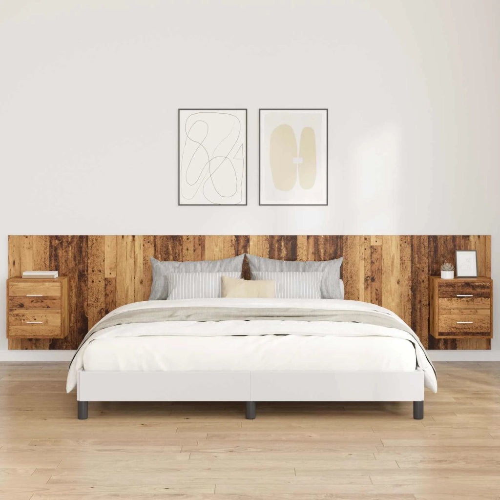 Testata con Comodino 3 pcs Legno vecchio Legno multistrato 3415682