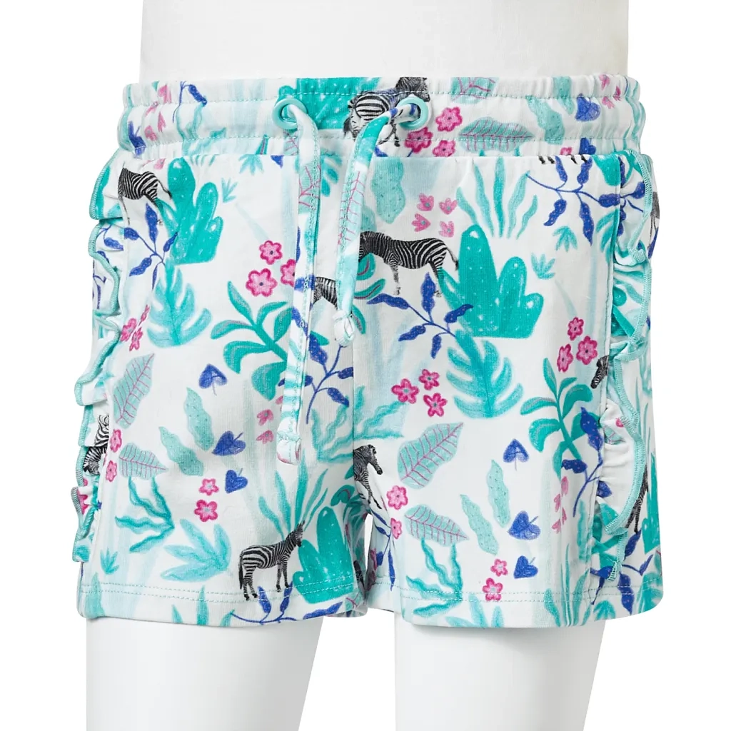 Pantaloncini per Bambini con Coulisse Ecru e Menta Scuro 128 CFW6862936