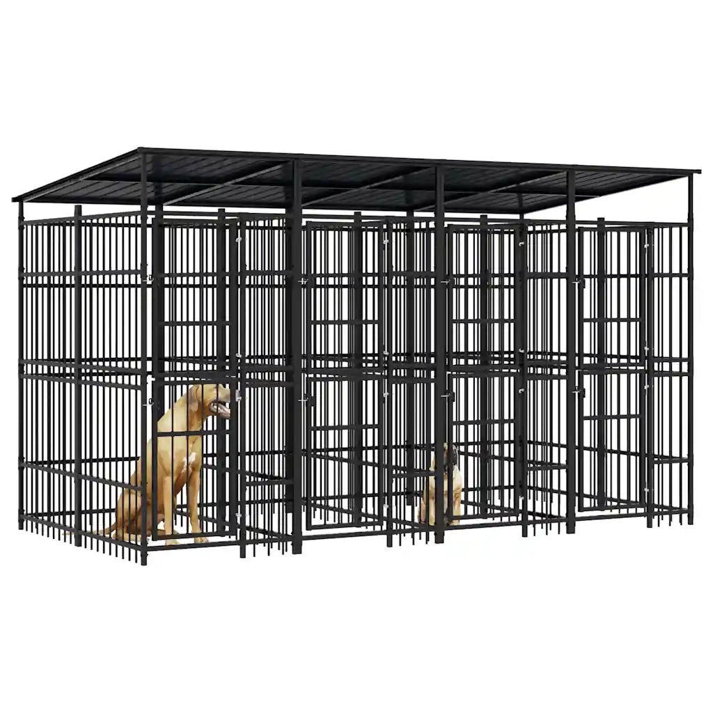 Gabbia per Cani da Esterno con Tetto in Acciaio 7,37 mÂ² cod mxl 44272