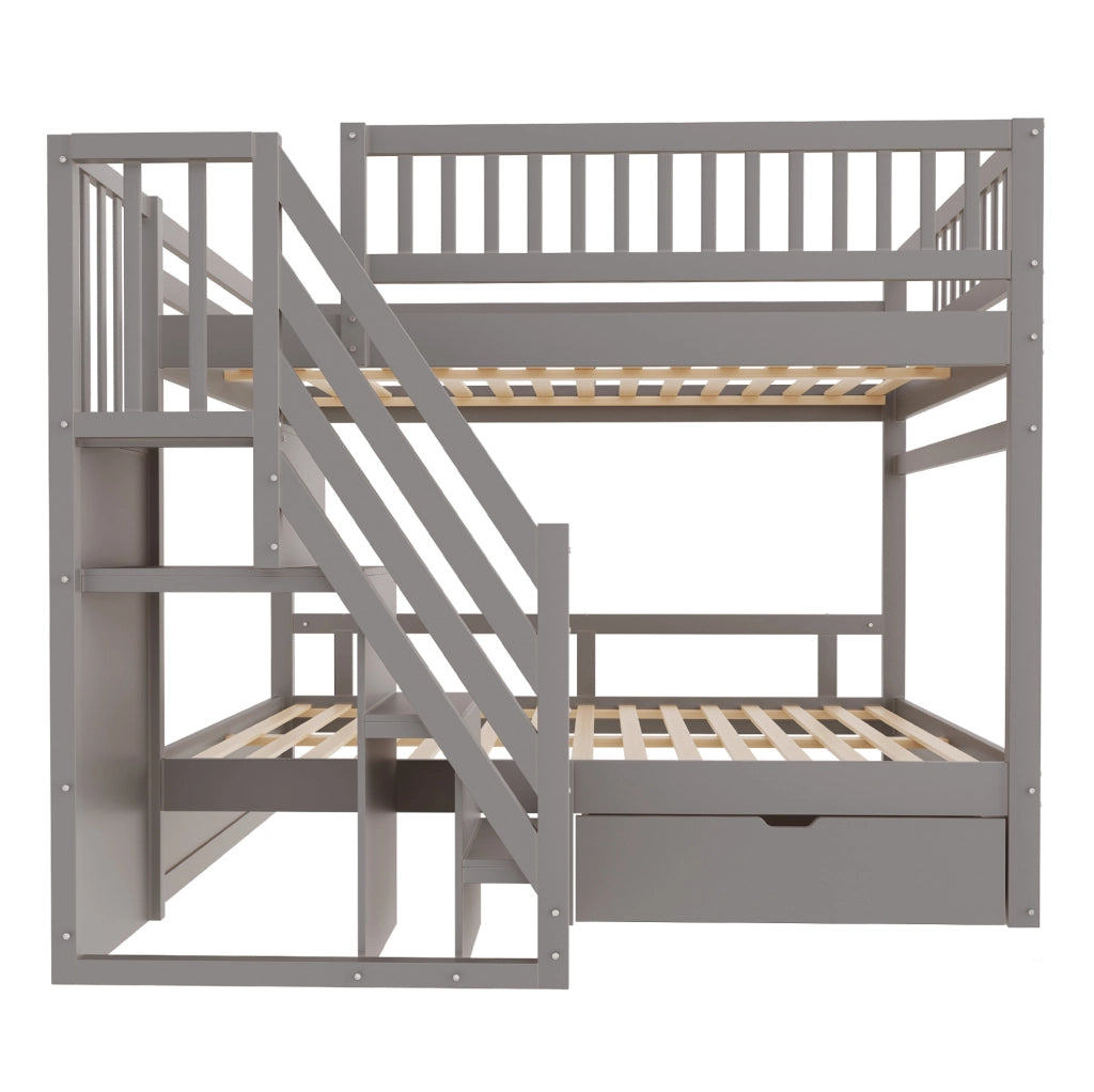 Letto a castello 140x200 cm in legno massello grigio