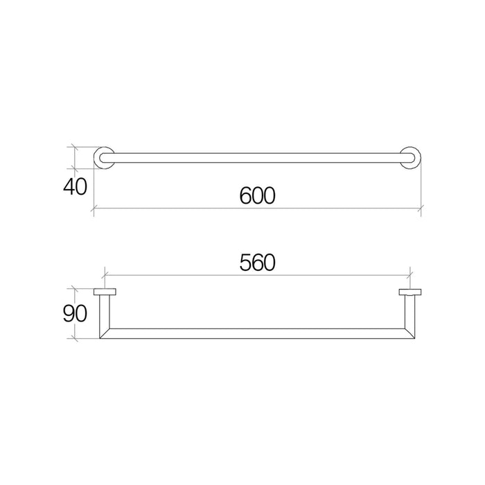 Lineabeta - Porta asciugamani Baketo in ottone nero L.60 cm