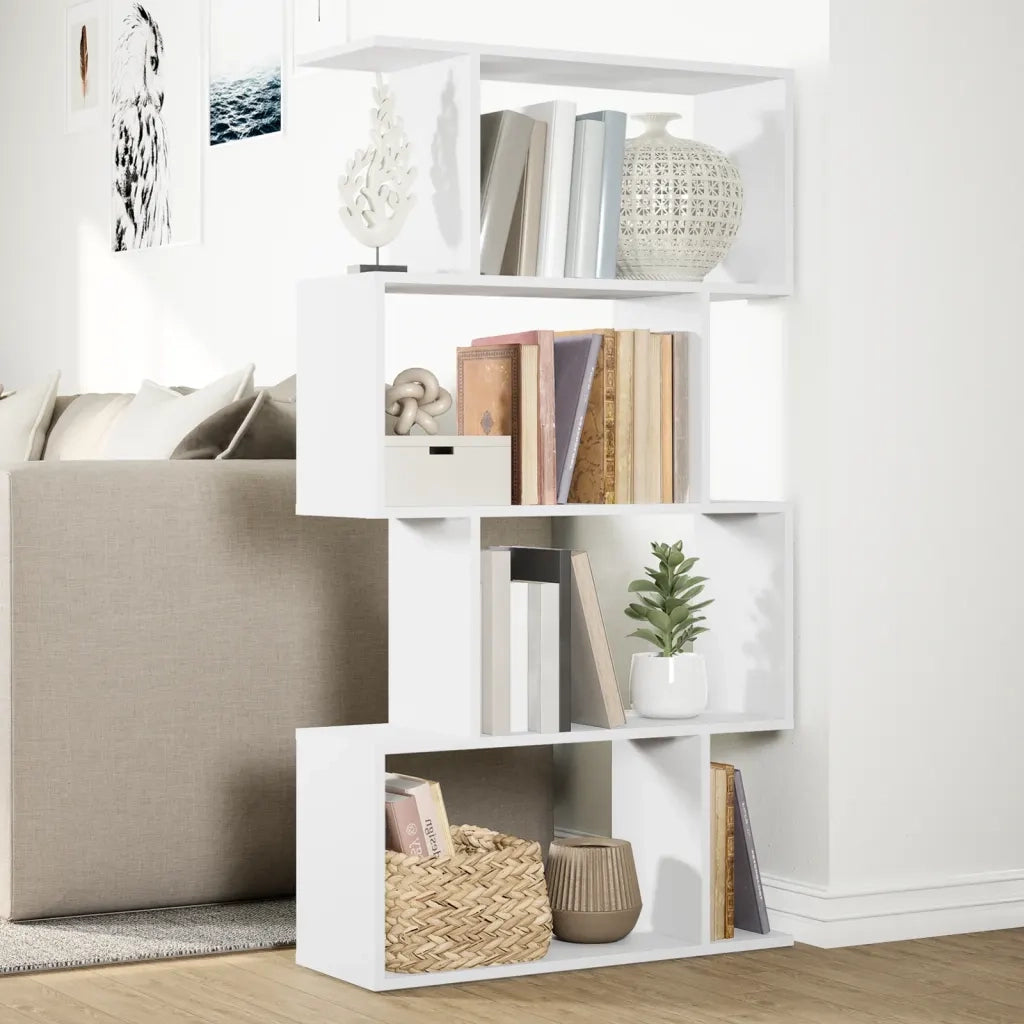 Libreria divisoria a 4 ripiani bianca 70x24x129 cm in legno ingegnerizzato 858102