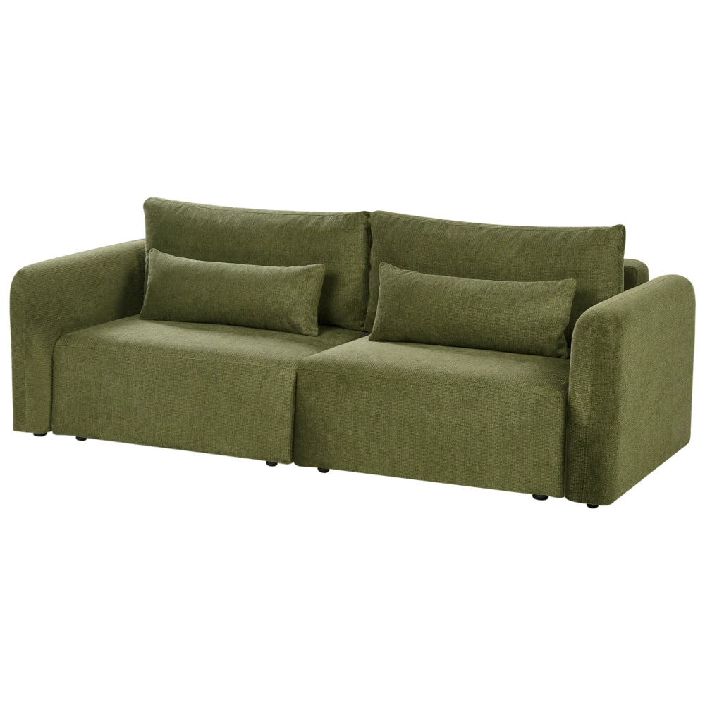 Divano letto a 3 posti verde tessuto imbottito con funzione letto cuscini aggiuntivi pieghevole