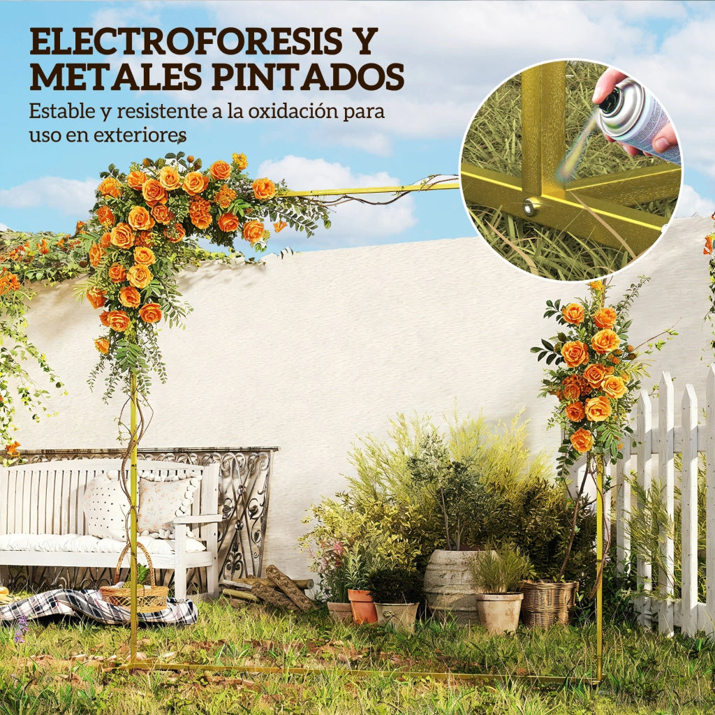 Arco per Rose in Metallo ¨C Zephmum ¨C Dorato 200x40x200 cm