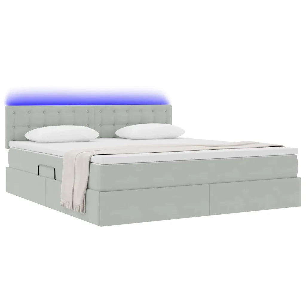 Letto con contenitore e LED Grigio chiaro 180 x 200 cm Velluto 3371529