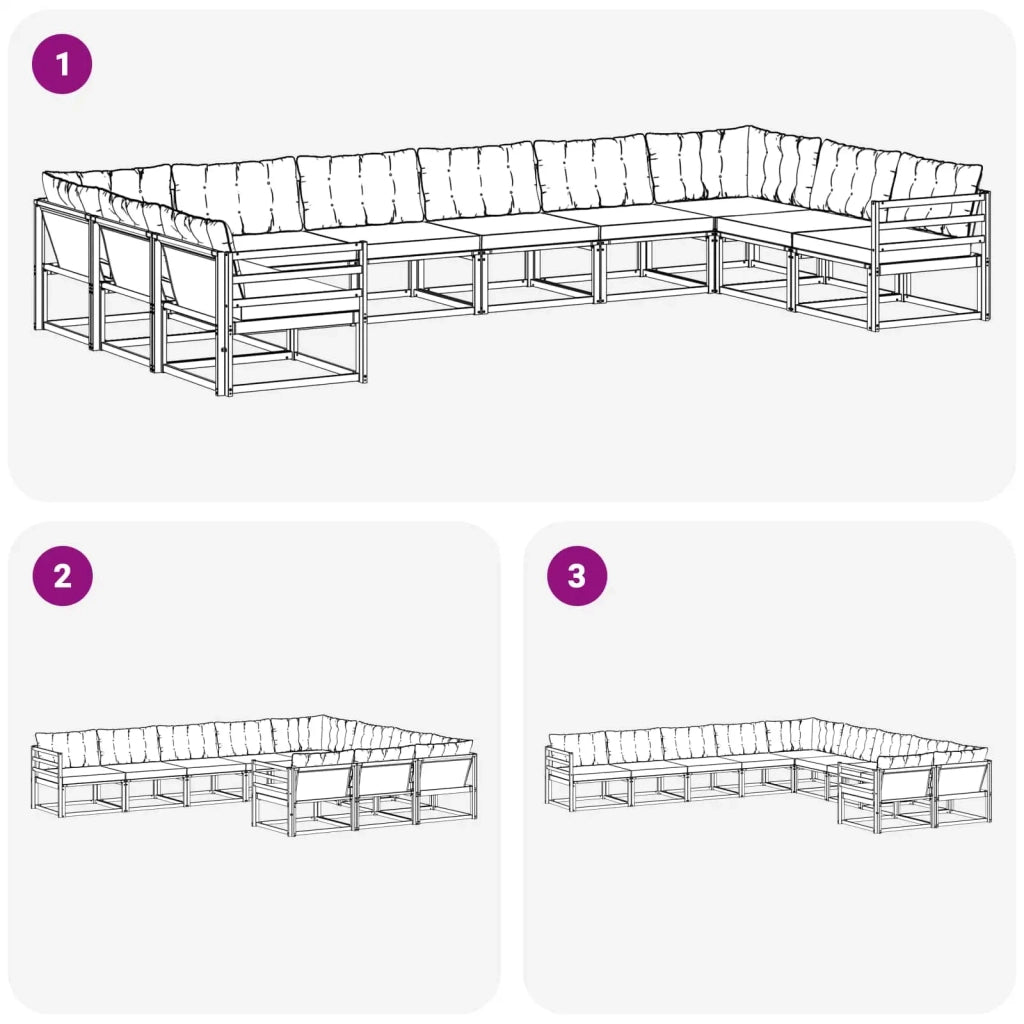 Set di divani da esterno con cuscino 10 pcs Naturale e Beige 3369880