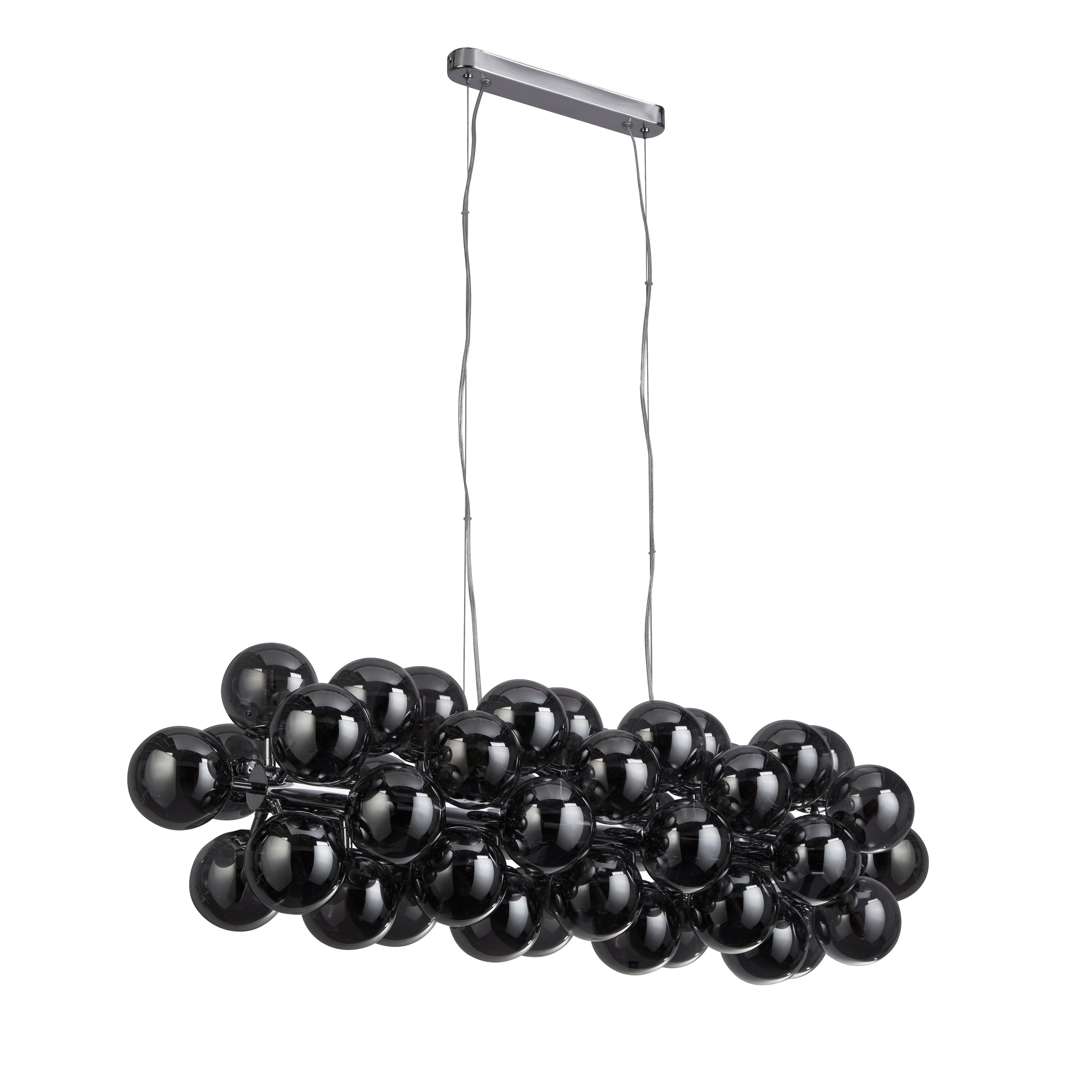 Lampadario Contemporaneo Bacca Acciaio Cromo Vetro 25 Luci G9