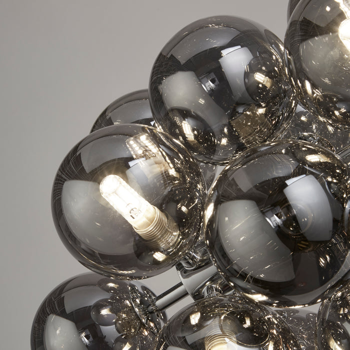 Lampadario Contemporaneo Bacca Acciaio Cromo Vetro 25 Luci G9