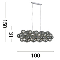 Lampadario Contemporaneo Bacca Acciaio Cromo Vetro 25 Luci G9