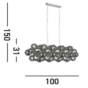 Lampadario Contemporaneo Bacca Acciaio Cromo Vetro 25 Luci G9